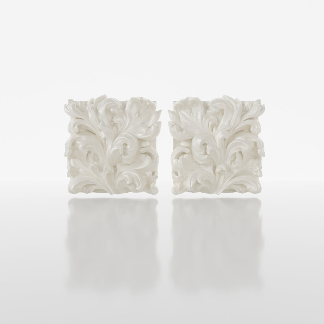 3D Acanthus Earrings | Pearl