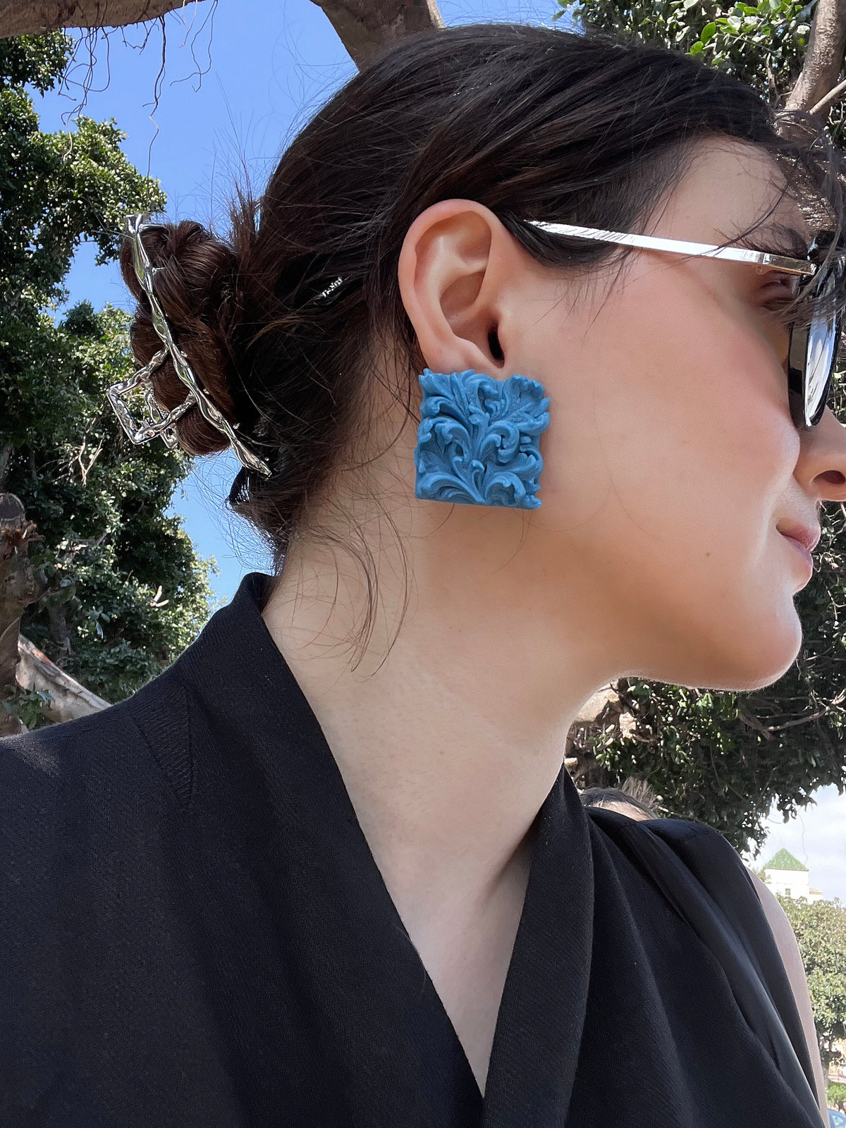 Acanthus Earrings | Blue