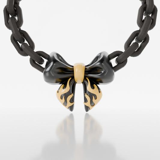 Flame Bow Necklace | Black