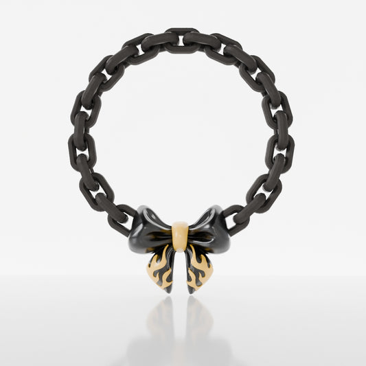 Flame Bow Necklace | Black