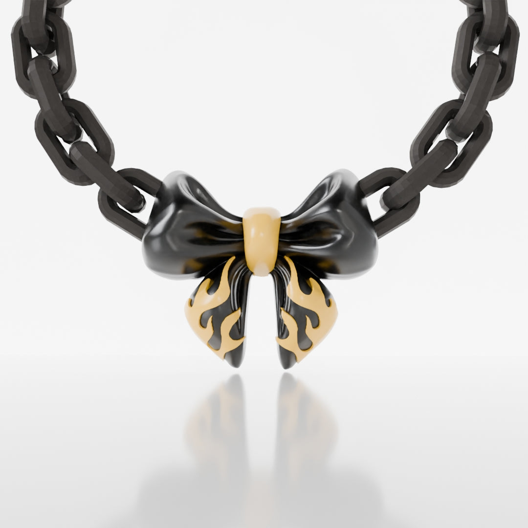 Flame Bow Necklace | Black